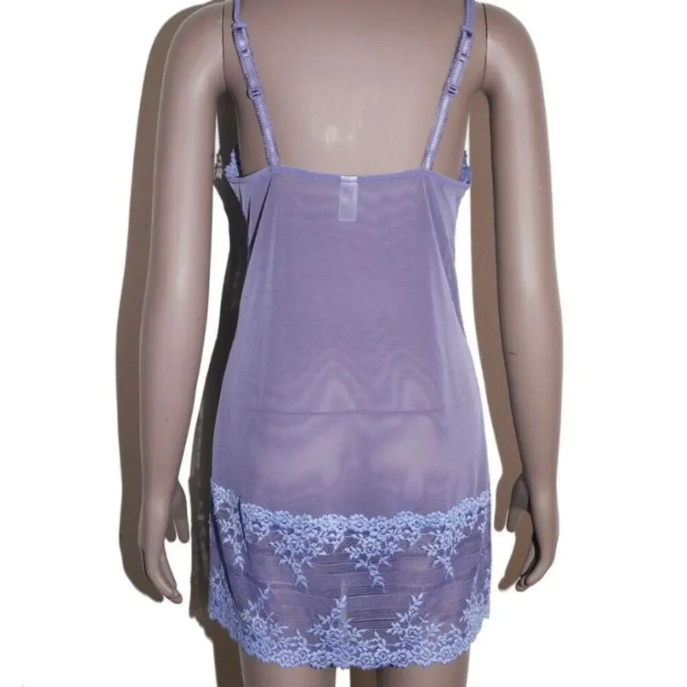 Lace Mesh‎ Slip Mini Dress Medium Sheer Cami Floral Y2K Coquette Party Bridal